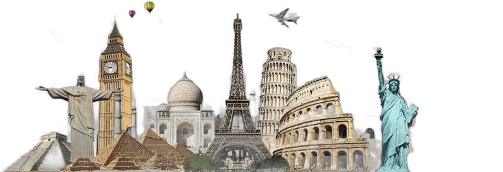 Famous world landmarks side by side